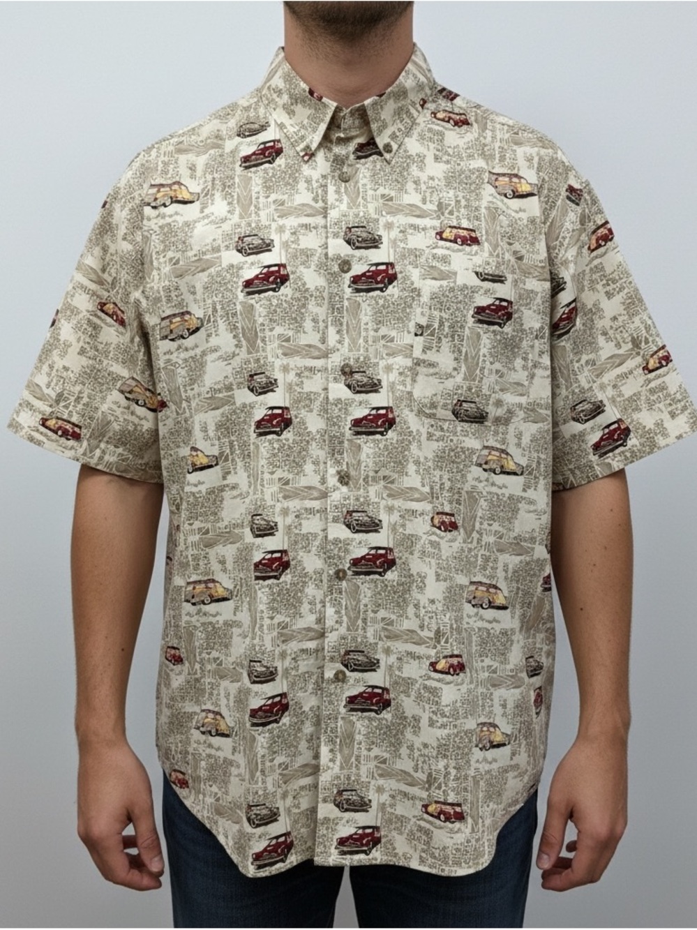 Consensus Sportswear vintage car Hawaiian-style shirt
